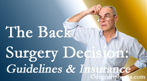 Medical Spine and Sports Injury and Rehab Centers realizes that back pain sufferers may choose their back pain treatment option based on insurance coverage. If insurance pays for back surgery, will you choose that? 