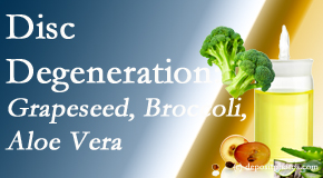 Medical Spine and Sports Injury and Rehab Centers presents interesting studies on how to address degenerated discs with grapeseed oil, aloe and broccoli sprout extract.