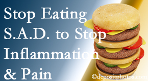 Baton Rouge chiropractic patients do well to avoid the S.A.D. diet to reduce inflammation and pain.