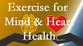 A healthy heart helps maintain a healthy mind, so Medical Spine and Sports Injury and Rehab Centers encourages exercise.