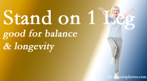 Medical Spine and Sports Injury and Rehab Centers shares recent research that notes how those who can balance on one leg for 10 seconds at a time have a lesser risk of death.
