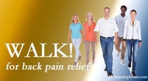 Spine & Sports Rehab Center urges Baton Rouge  back pain sufferers to walk to lessen back pain and related pain.
