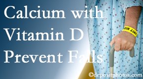Calcium and vitamin D supplementation may be suggested to Baton Rouge  chiropractic patients who are at risk of falling.