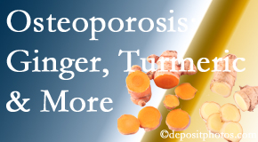 Medical Spine and Sports Injury and Rehab Centers presents benefits of ginger, FLL and turmeric for osteoporosis care and treatment.