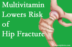 Baton Rouge  hip fracture risk is decreased by multivitamin supplementation. 
