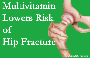 Baton Rouge hip fracture risk is decreased by multivitamin supplementation. 